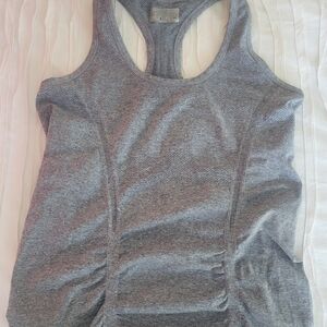 Athleta Fastest Track Tank Top Racerback Ruched Size XS Gray Activewear Yoga Run